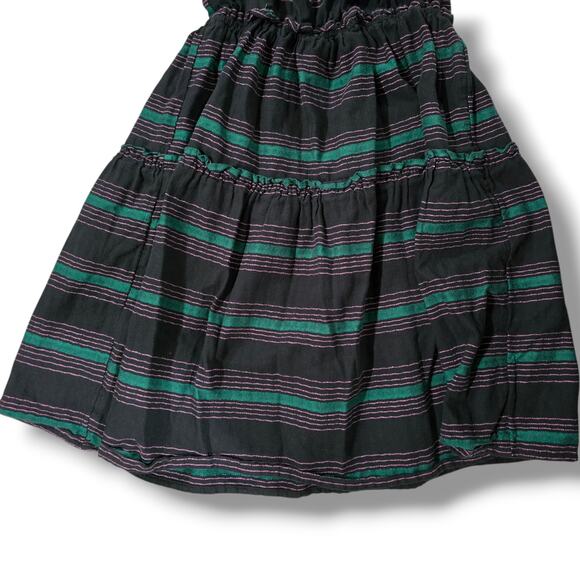 Wrangler Retro Women’s Black Green Striped Flutter Sleeve Cotton Dress – Medium - Picture 4 of 8